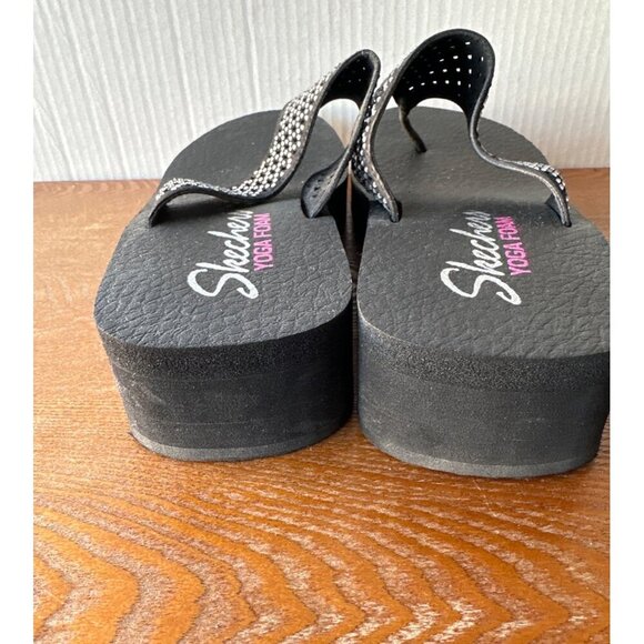 Skechers Women Slip On Thong Wedge Sandals Black  Sz 10 sku 2775 - Picture 8 of 12